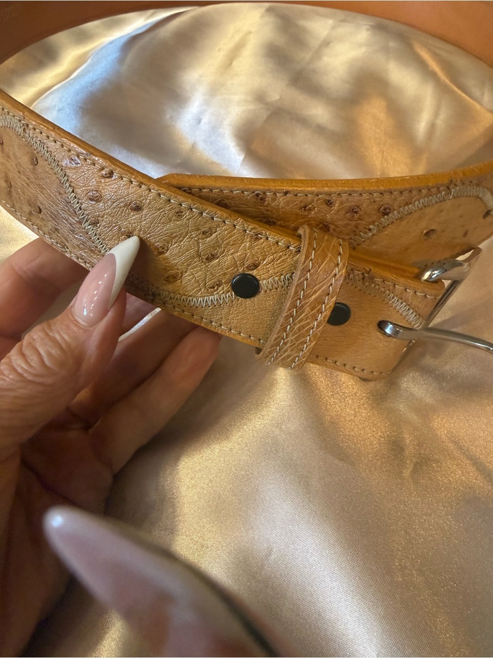 Men's Brown Leather Casual Belt with Silver Buckle - Picture 7 of 7